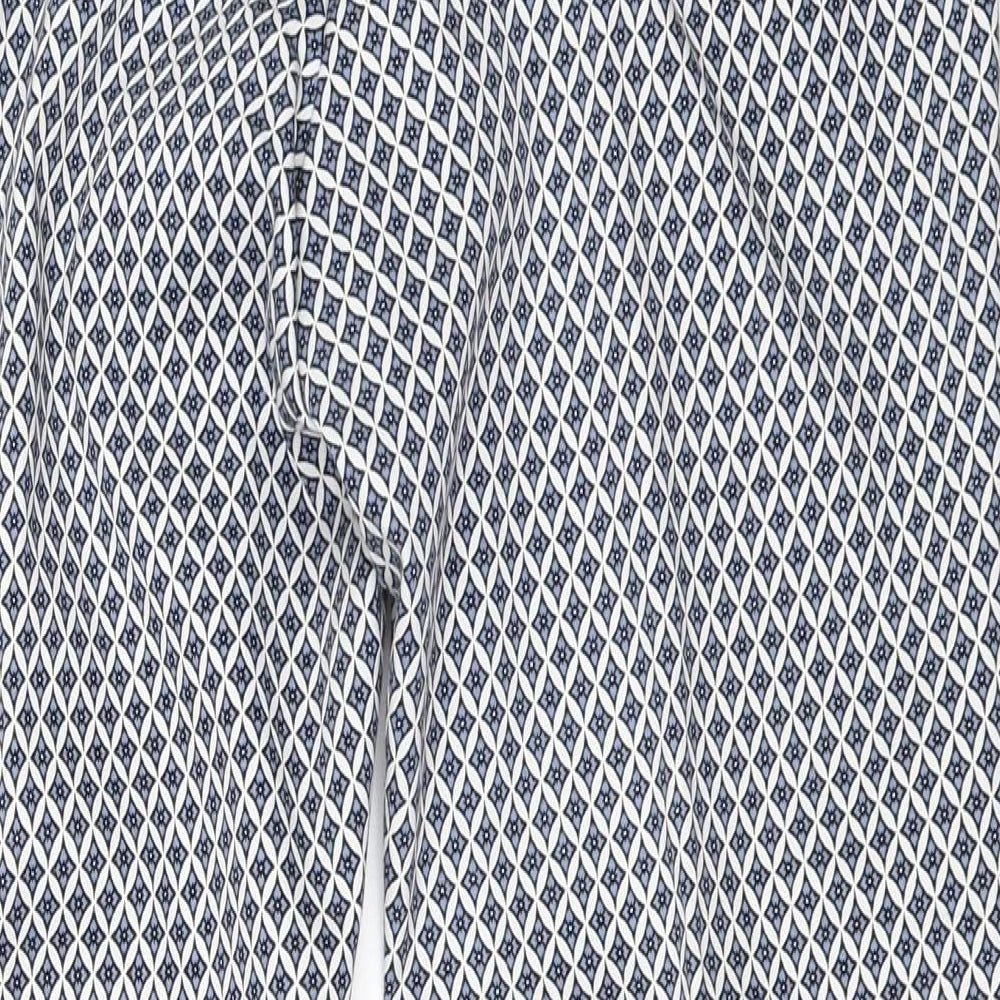 H&M Womens Blue Geometric  Capri Trousers Size 42 L27 in