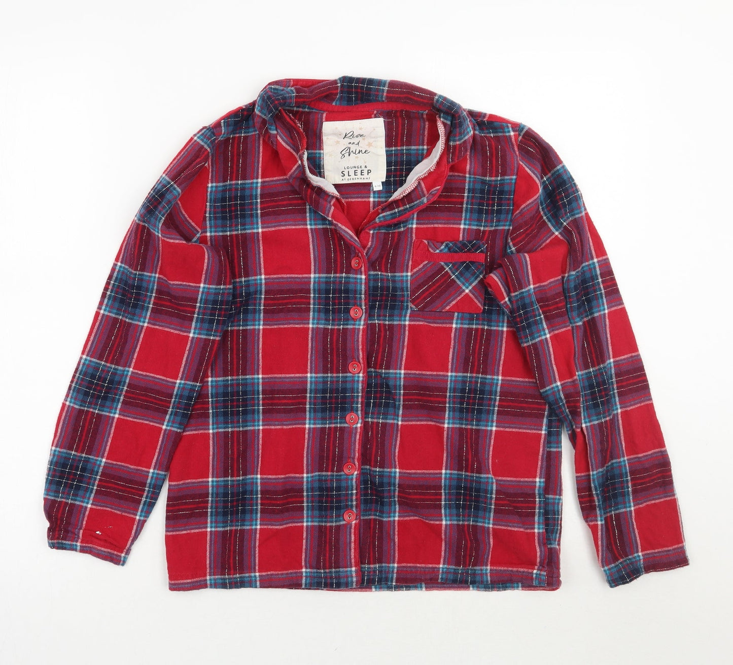 Debenhams Womens Red Check  Top Pyjama Top Size 10