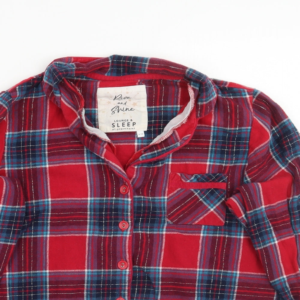 Debenhams Womens Red Check  Top Pyjama Top Size 10