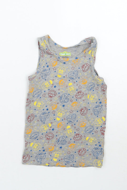 Sesame Street Boys Grey Geometric  Basic Tank Size 6 Years