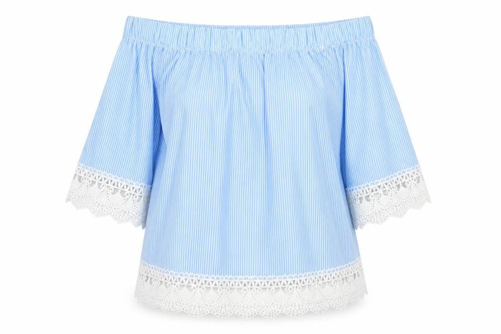 Newlook Womens Blue Striped  Basic Blouse Size 8