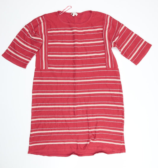 Mosoon Womens Orange Striped  Jumper Dress  Size L  - Dark Terracotta & Beige stripe