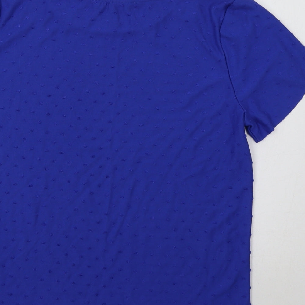 M&S Womens Blue Polka Dot  Basic Blouse Size 10