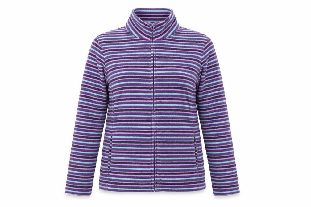 M&S Womens Purple Striped  Full Zip Jumper Size M