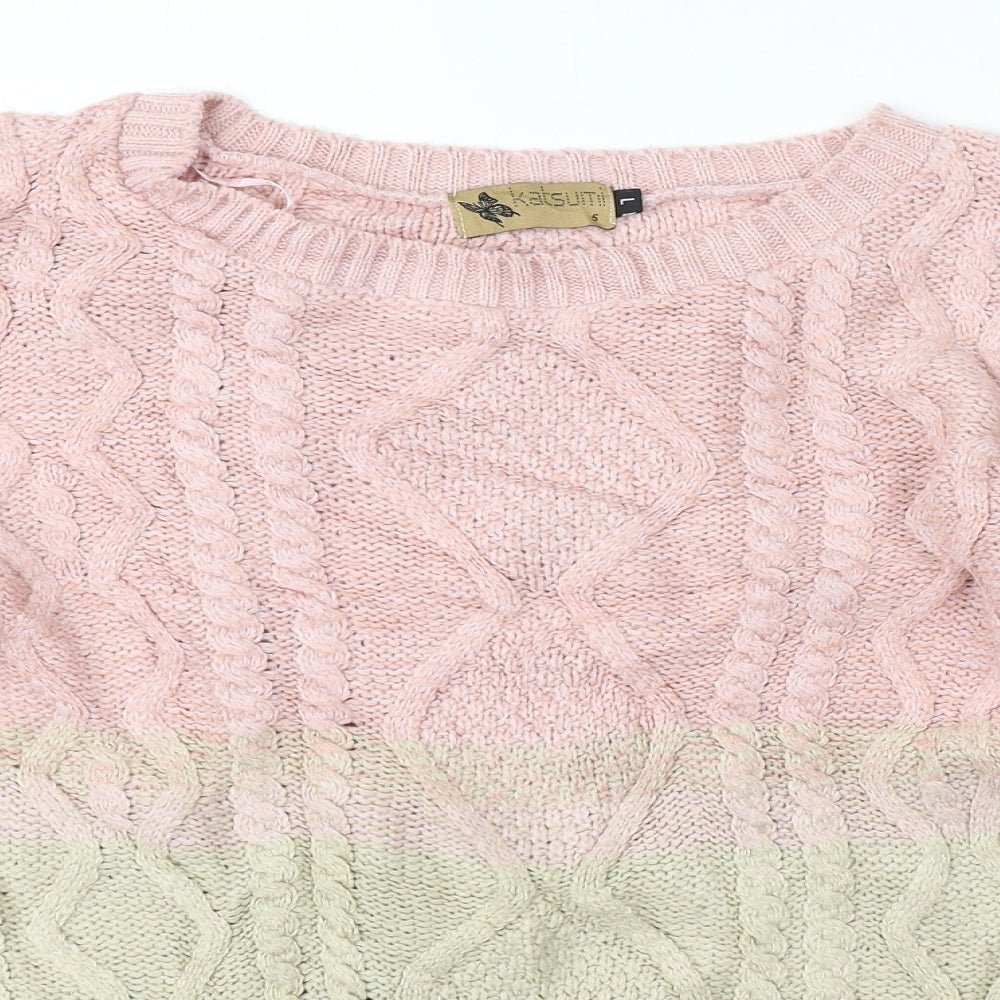 KATSUMI Womens Multicoloured Argyle/Diamond  Pullover Jumper Size L