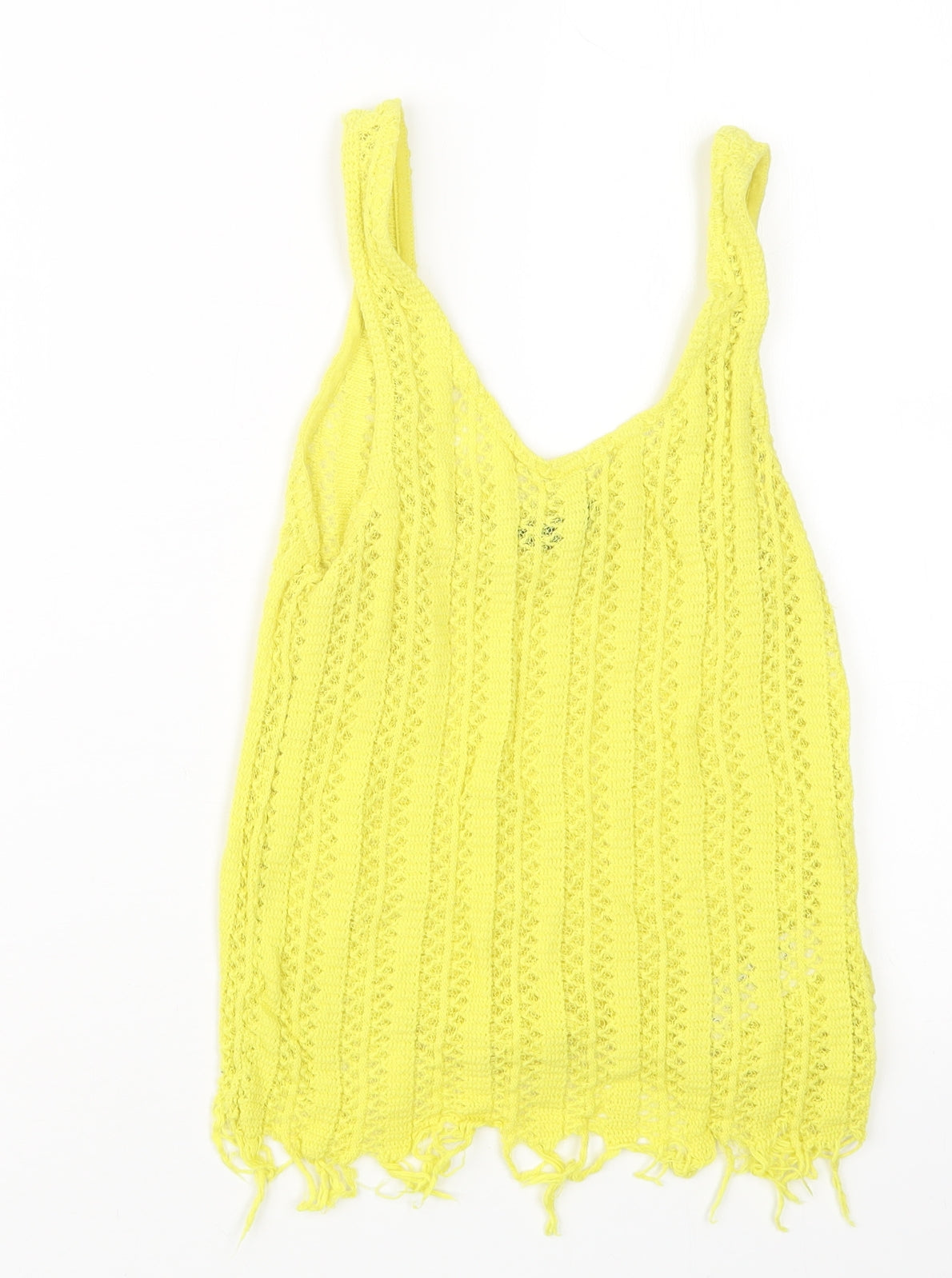 Topshop Womens Yellow  Knit Pullover Jumper Size 10  - Cropped
