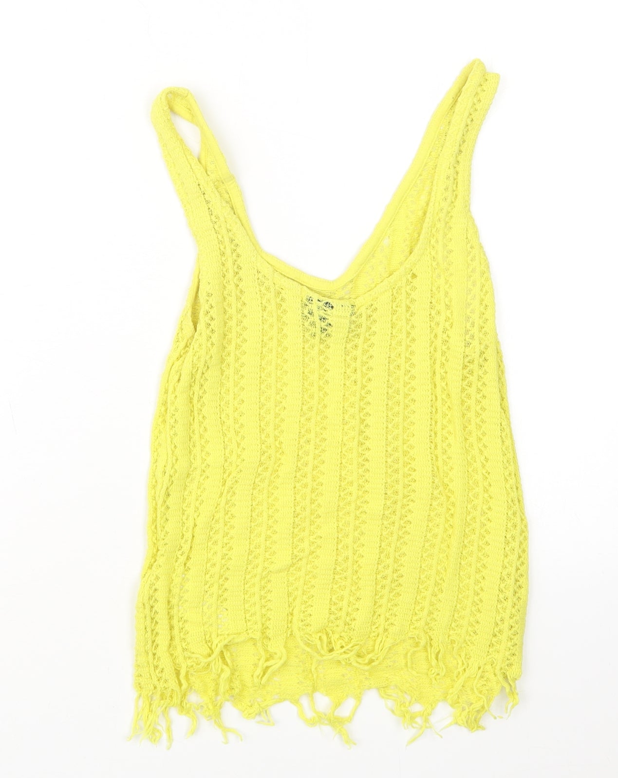 Topshop Womens Yellow  Knit Pullover Jumper Size 10  - Cropped
