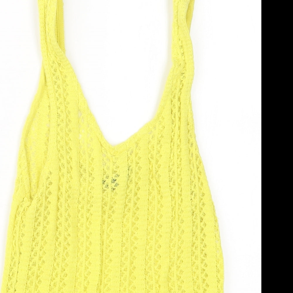 Topshop Womens Yellow  Knit Pullover Jumper Size 10  - Cropped
