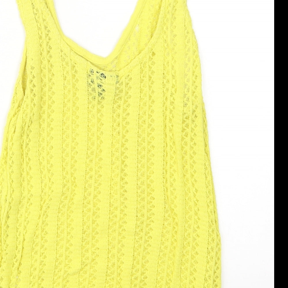Topshop Womens Yellow  Knit Pullover Jumper Size 10  - Cropped