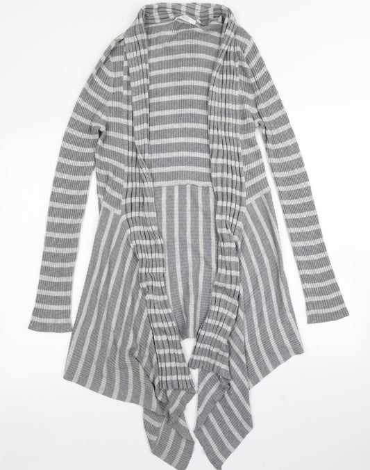 Marks & Spencer Womens Grey Striped Knit Cardigan Jumper Size 12