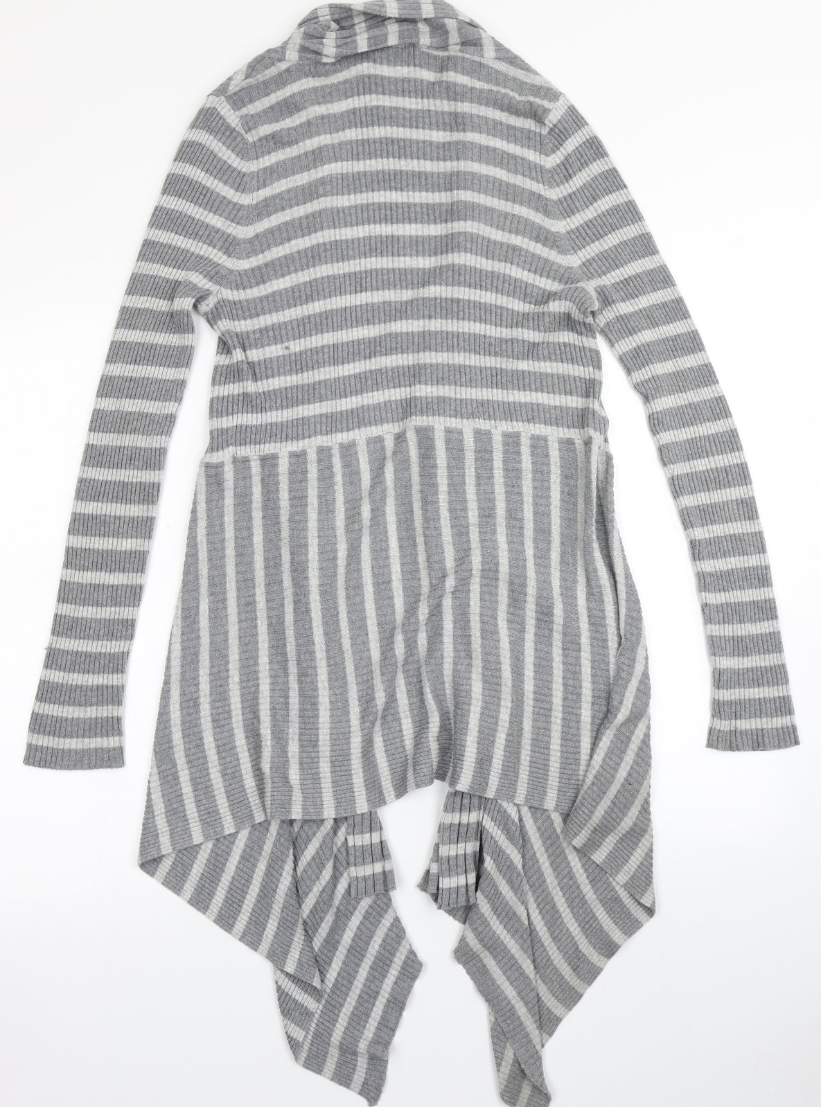 Marks & Spencer Womens Grey Striped Knit Cardigan Jumper Size 12