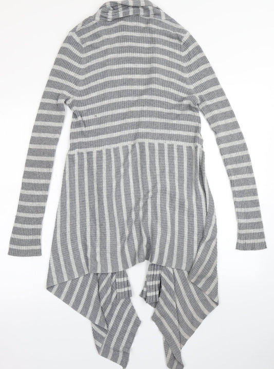 Marks & Spencer Womens Grey Striped Knit Cardigan Jumper Size 12