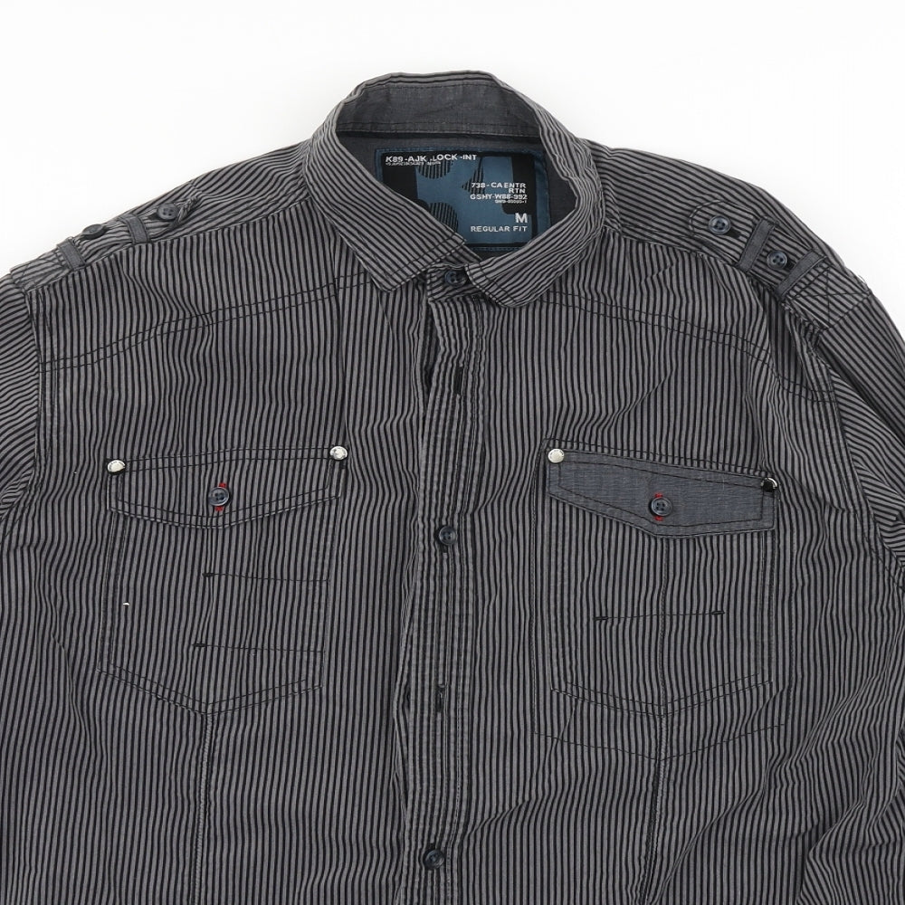 NEXT Mens Black Striped   Button-Up Size M