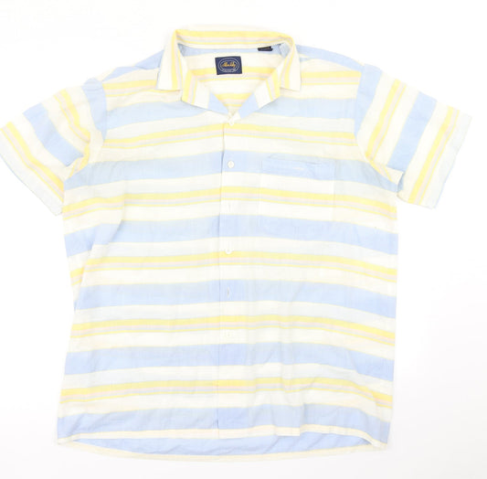 Allen Jolly Womens Blue Striped  Basic Button-Up Size L