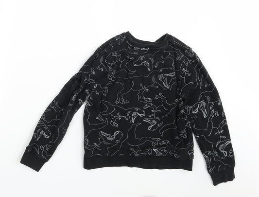 Nutmeg Boys Black Animal Print  Pullover Sweatshirt Size 7-8 Years
