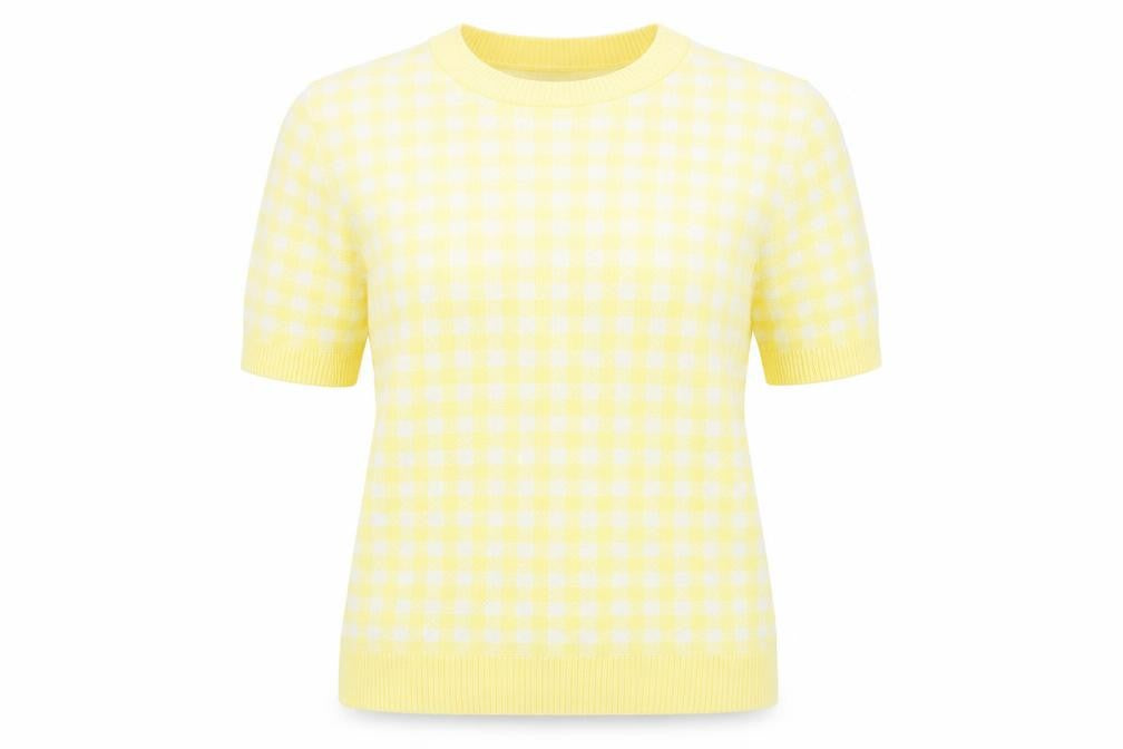 M&S Womens Yellow Geometric Knit Pullover Jumper Size 10