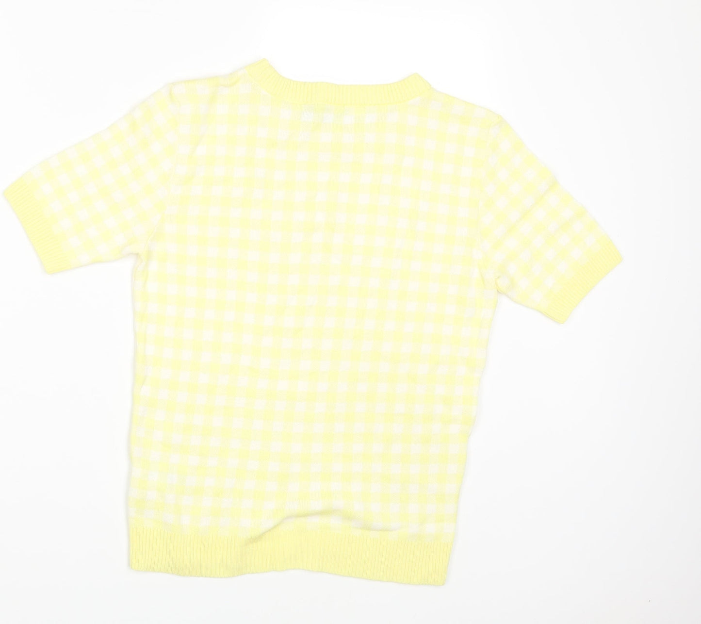 M&S Womens Yellow Geometric Knit Pullover Jumper Size 10