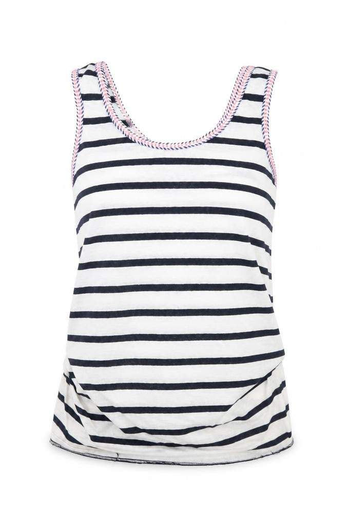 New Look Womens White Striped  Basic Tank Size 10