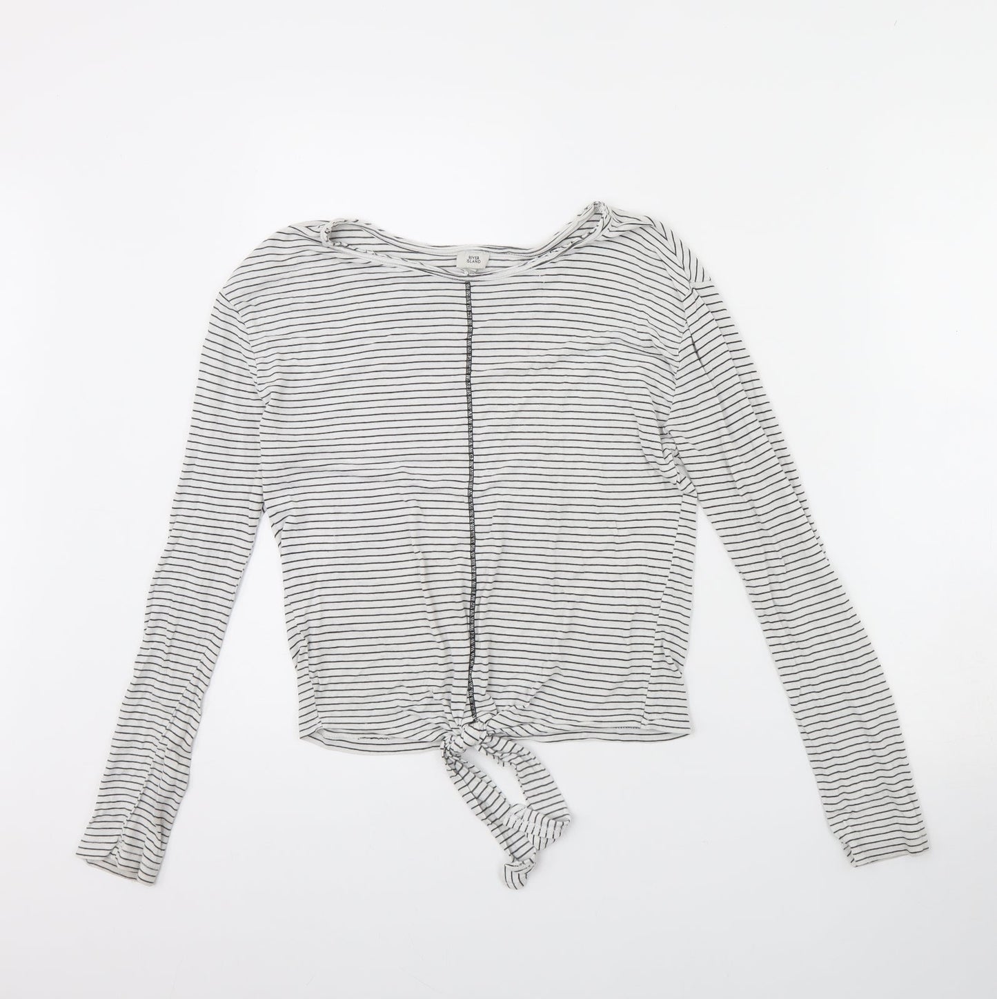 River Island Womens White Striped  Pullover Jumper Size 10