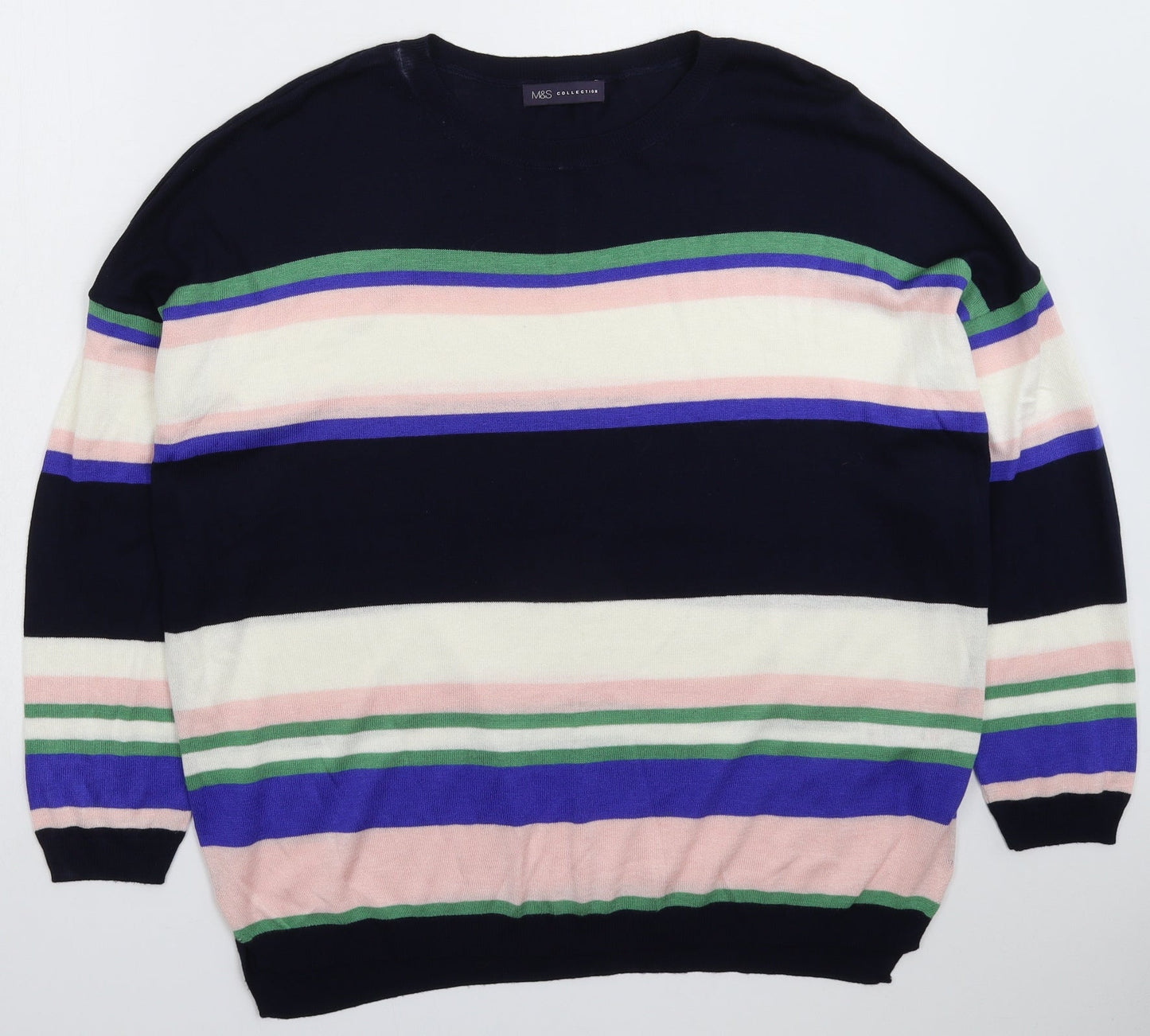 Marks and Spencer Womens Multicoloured Striped Knit Pullover Jumper Size XL