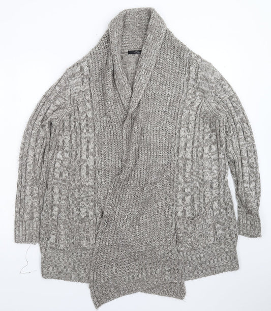 BM Womens Grey  Knit Cardigan Jumper Size M