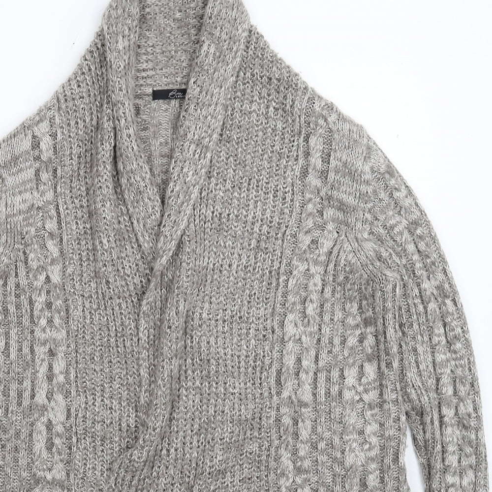 BM Womens Grey  Knit Cardigan Jumper Size M
