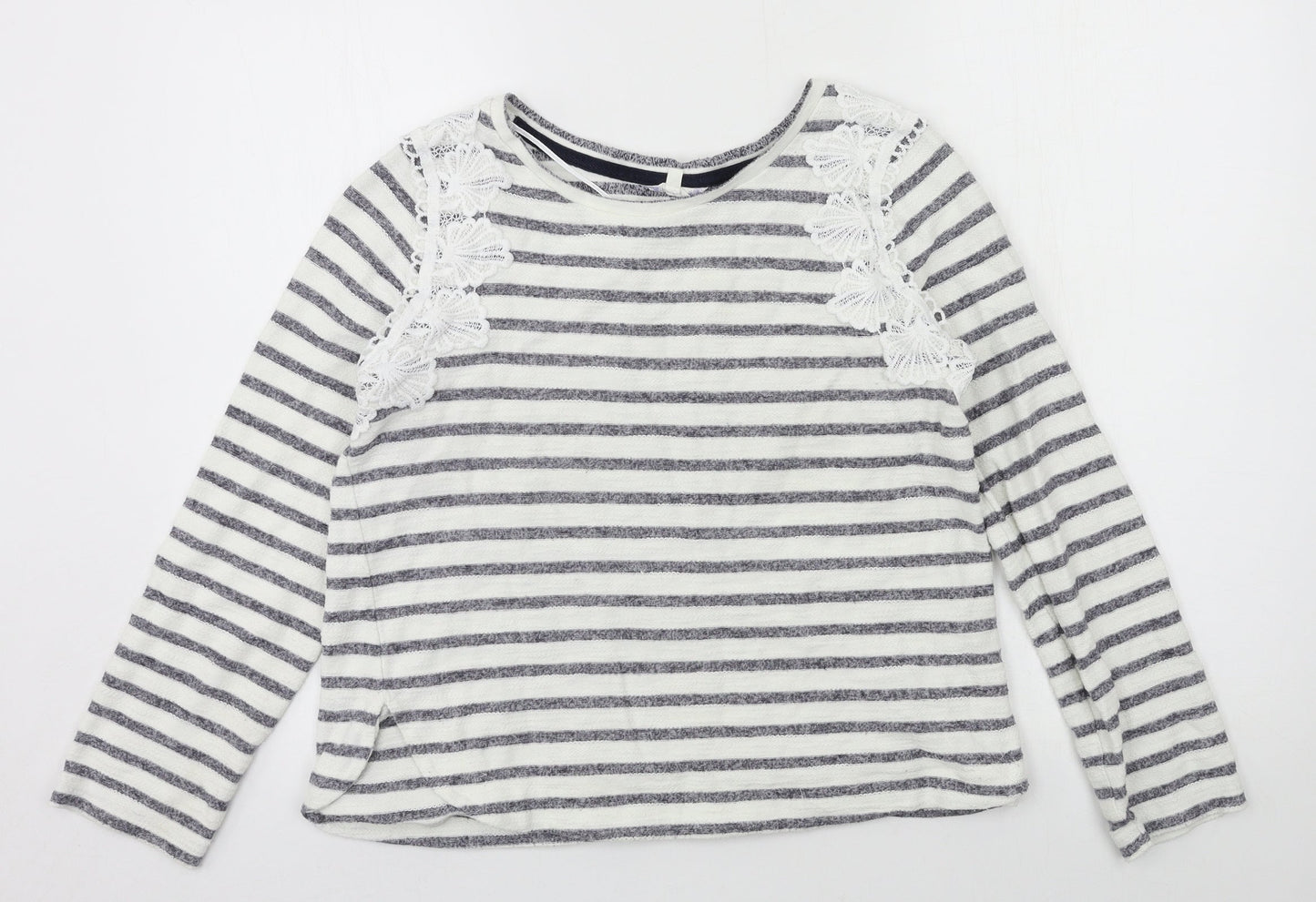 Matalan Womens White Striped Jersey Pullover Sweatshirt Size 10