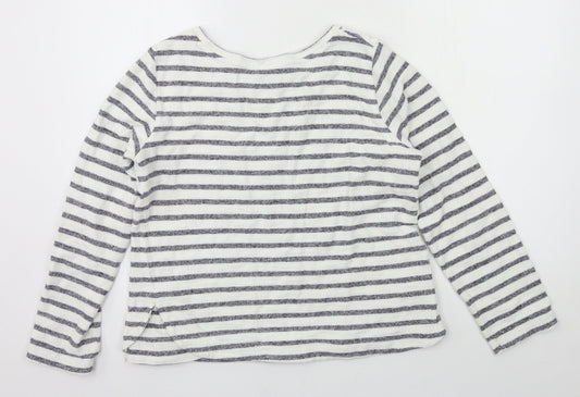 Matalan Womens White Striped Jersey Pullover Sweatshirt Size 10