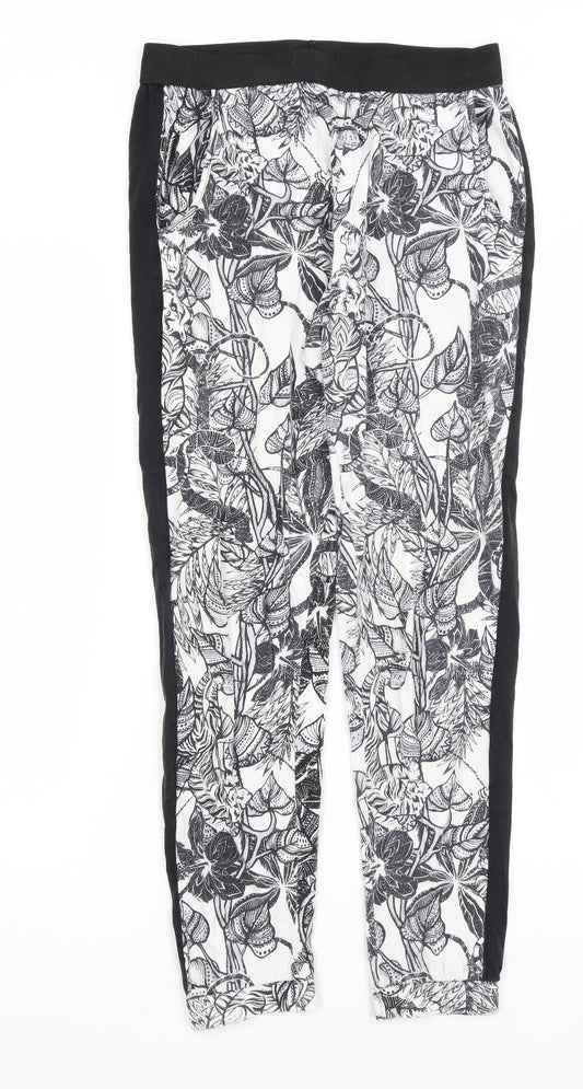 River Island Womens White Floral  Capri Trousers Size 8 L26 in