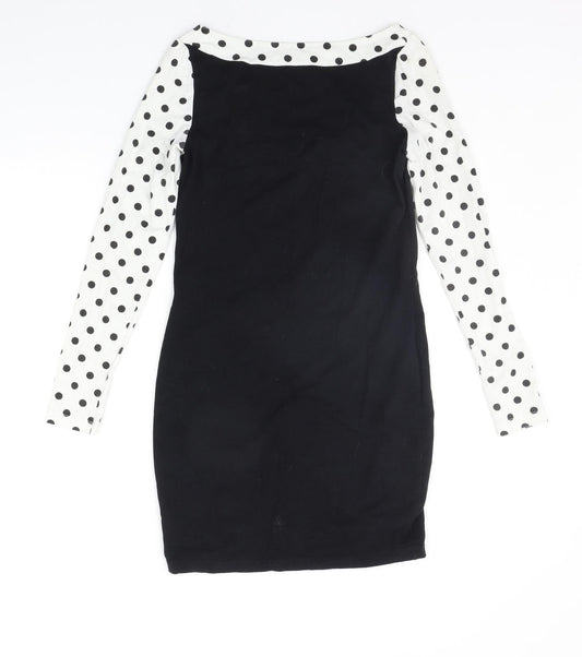 ASOS Womens Black Polka Dot  A-Line  Size 10
