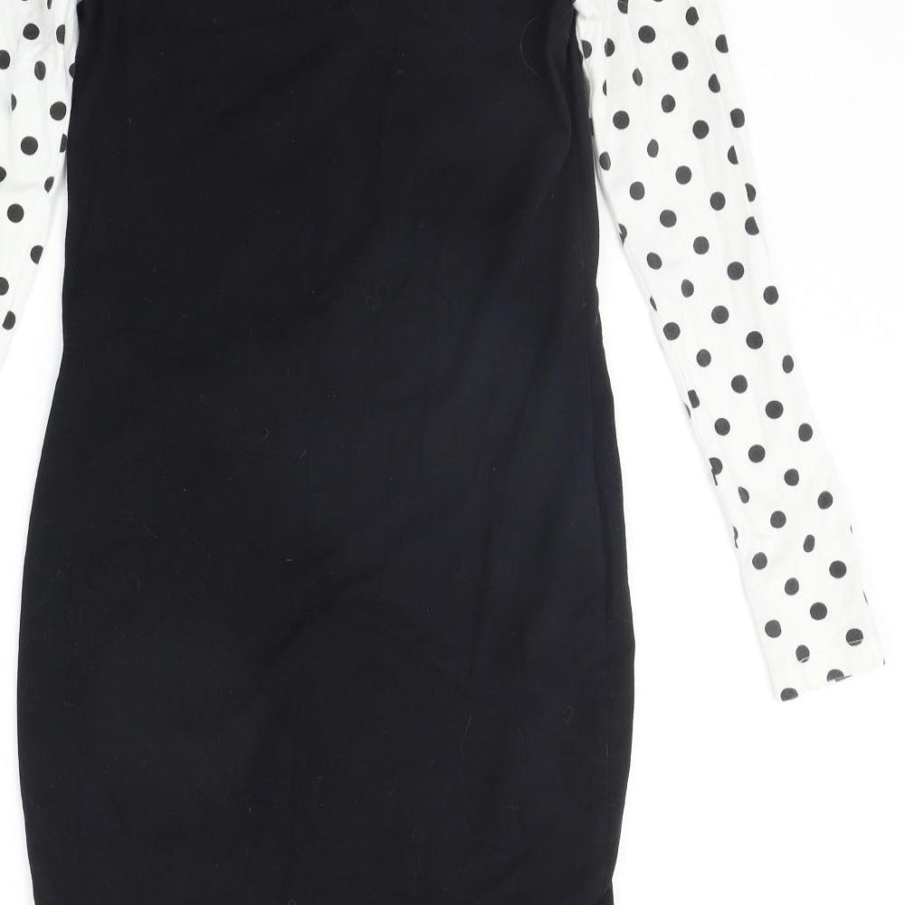 ASOS Womens Black Polka Dot  A-Line  Size 10