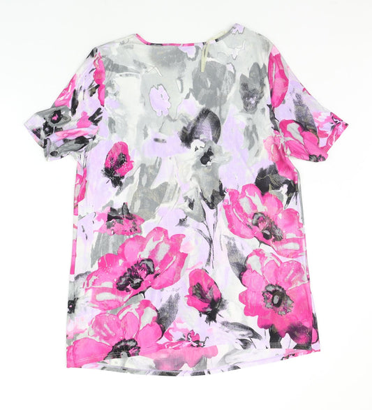 Saloos Womens Pink Floral  Basic T-Shirt Size L