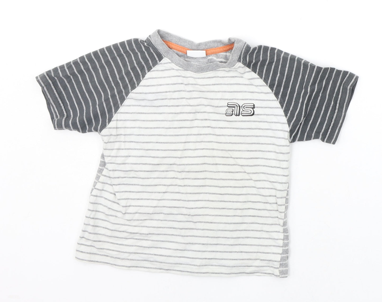 ETHAUSTIN Boys Grey Striped  Basic T-Shirt Size 3-4 Years