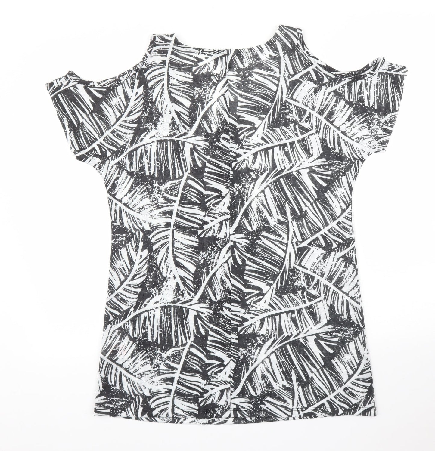 Peacocks Womens Black Floral  Basic T-Shirt Size 10