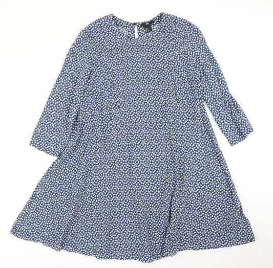 H&M Womens Blue Floral  A-Line  Size 10