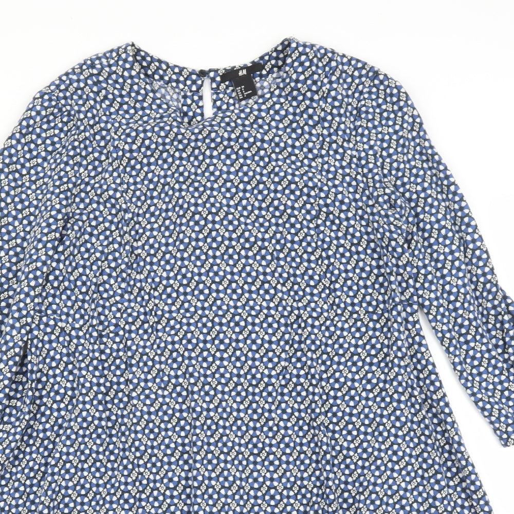 H&M Womens Blue Floral  A-Line  Size 10