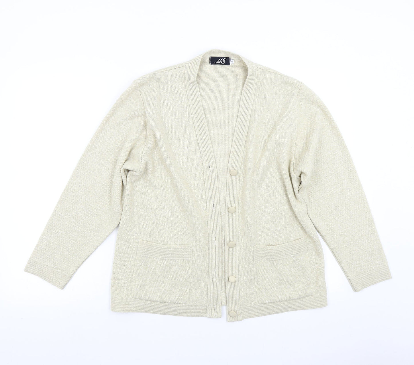 ME Womens Beige  Knit Cardigan Jumper Size M