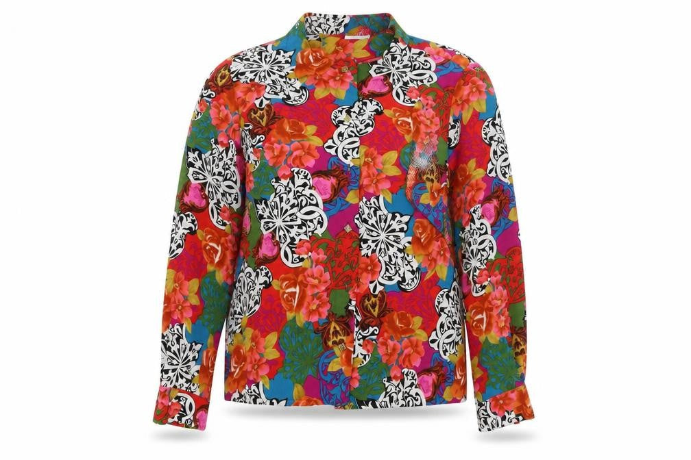 Reldan  Womens Red Floral  Jacket Blazer Size 12