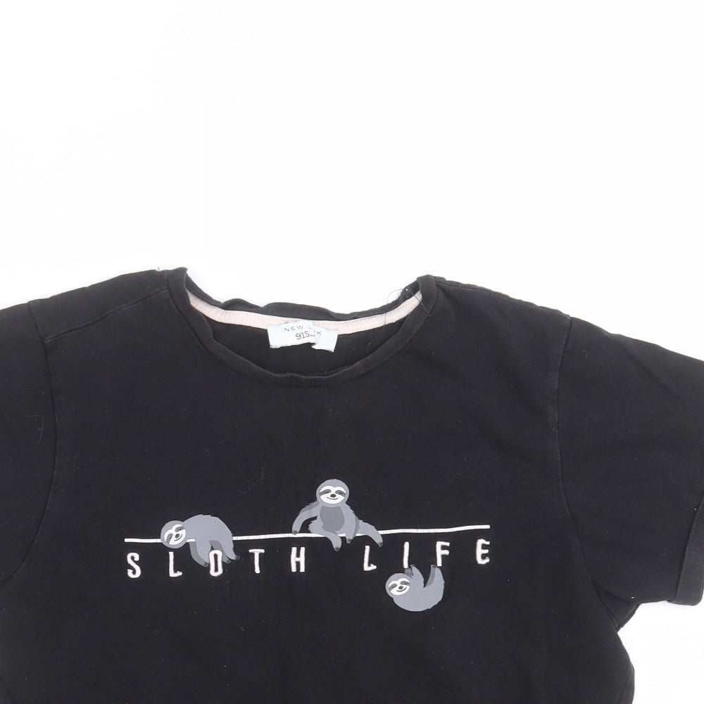 New Look Girls Black   Basic T-Shirt Size M  - sloth