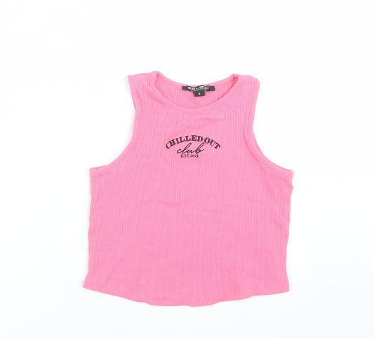 Select Womens Pink   Cropped T-Shirt Size S  - chilled out