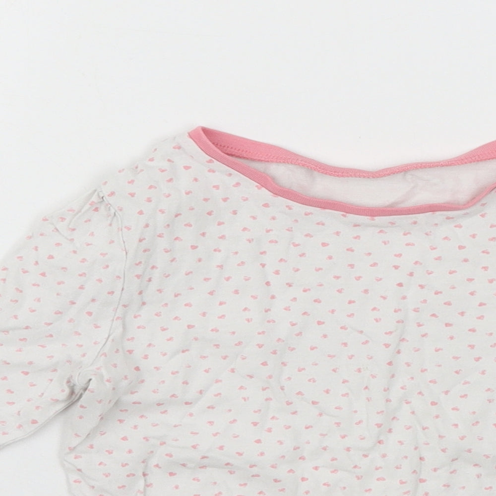 George Girls White Spotted  Basic T-Shirt Size 6-7 Years