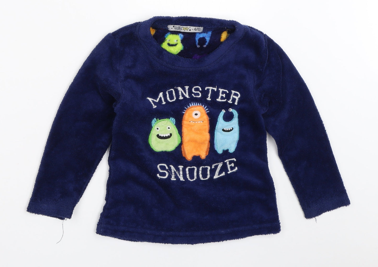 Preworn Boys Blue Solid   Pyjama Top Size 4-5 Years