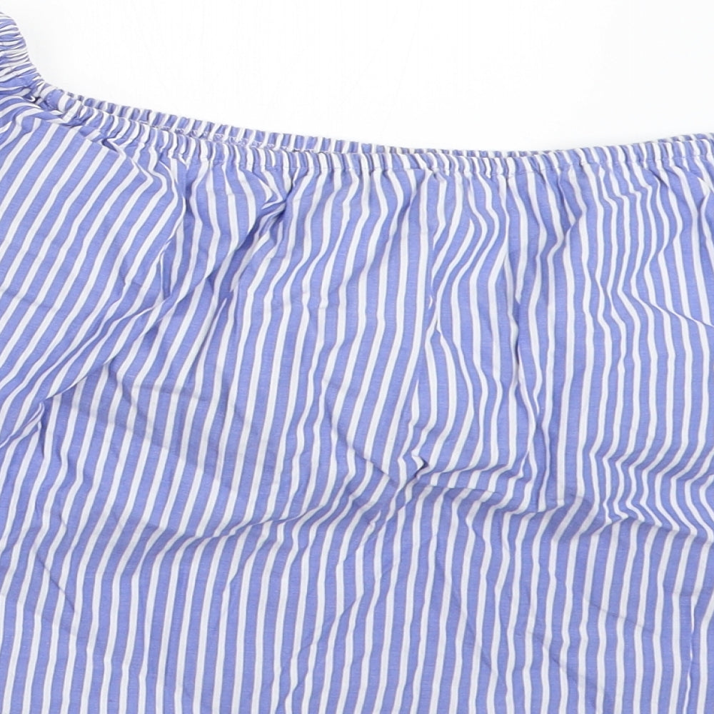 Zara Womens Blue Striped  Basic Blouse Size XS