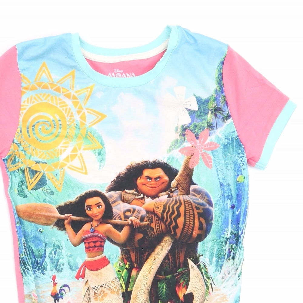 Character.Com Girls Pink   Basic T-Shirt Size 12 Years  - Disney Moana - Snug Fit