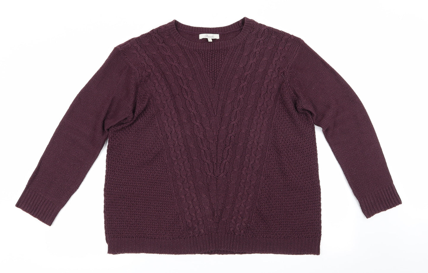 Peacocks Womens Purple   Pullover Jumper Size L  - Cable knit