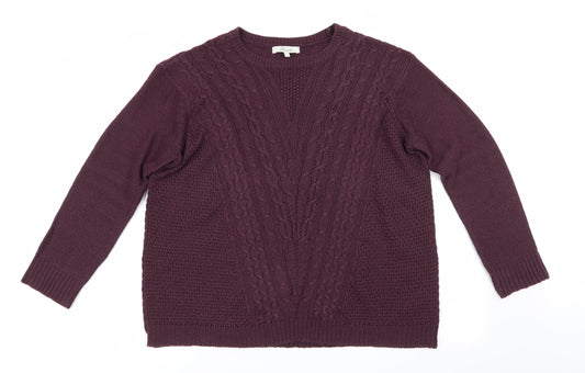 Peacocks Womens Purple   Pullover Jumper Size L  - Cable knit