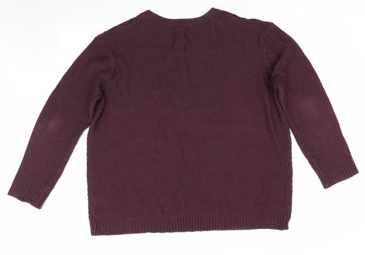 Peacocks Womens Purple   Pullover Jumper Size L  - Cable knit
