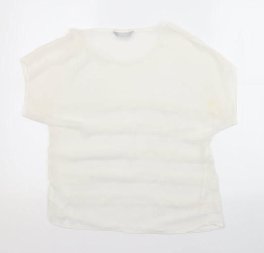 Internacionale Womens White Striped  Basic Blouse Size 10