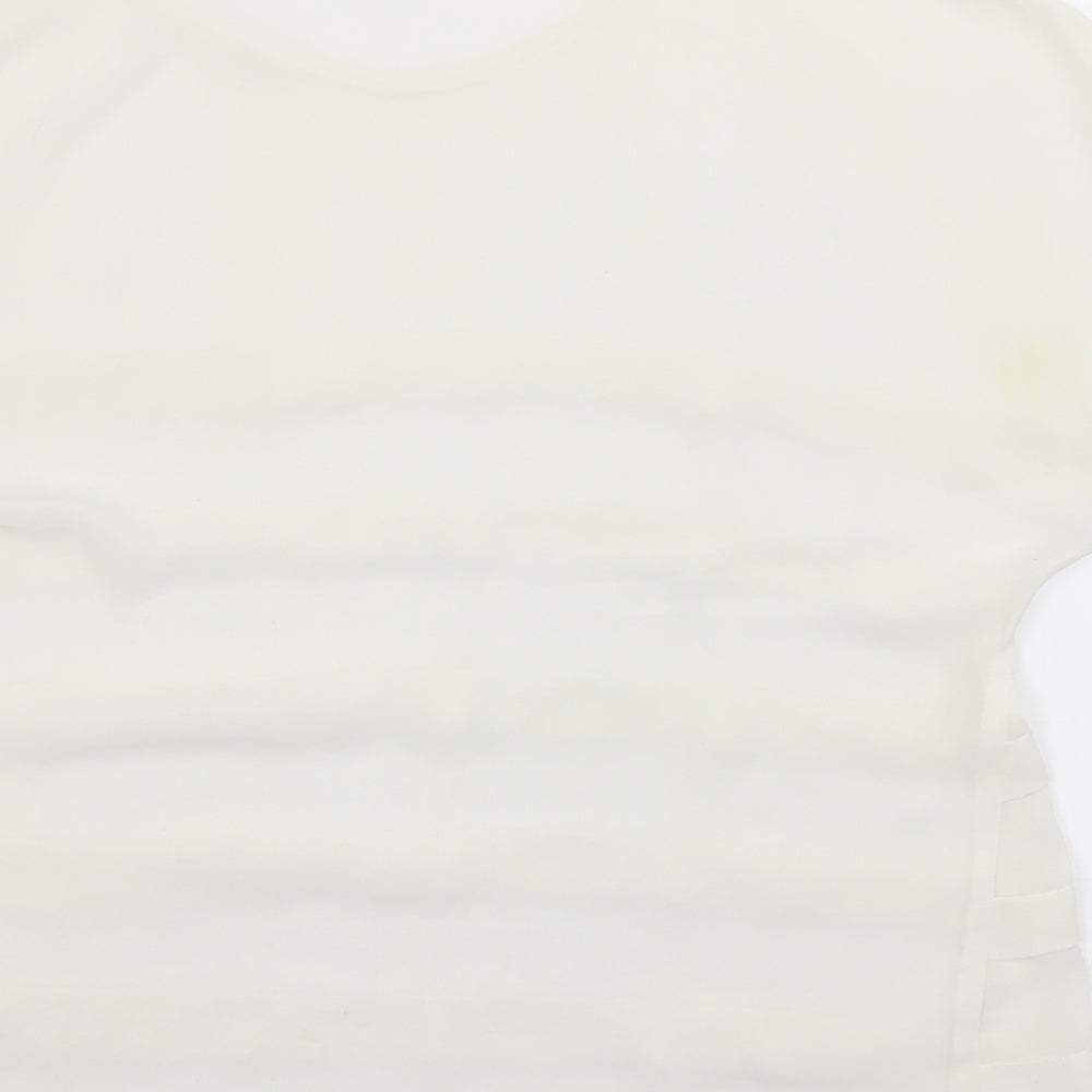Internacionale Womens White Striped  Basic Blouse Size 10