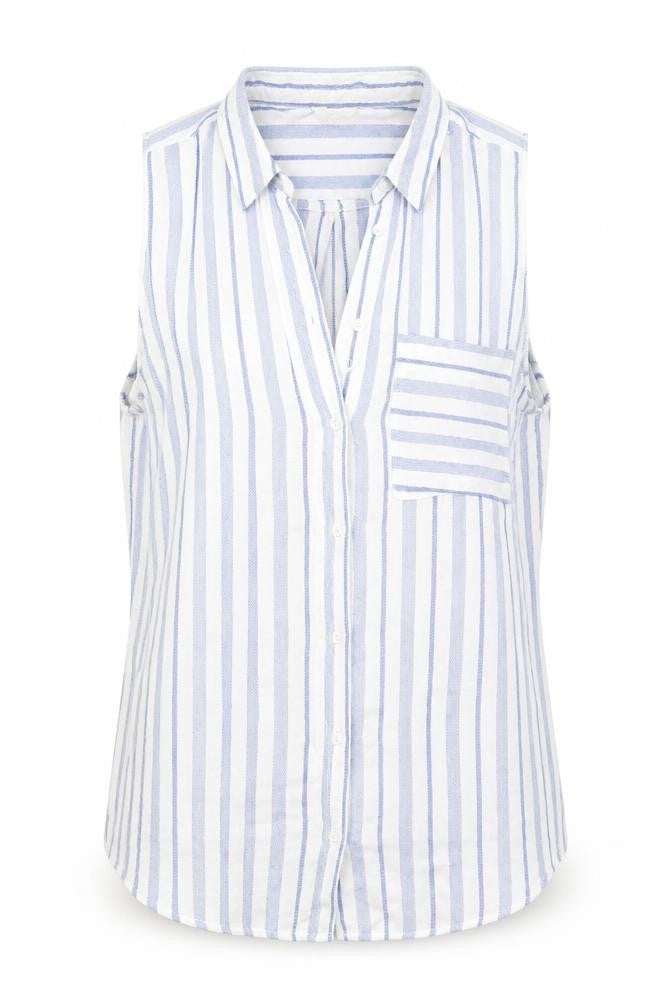 Papaya Womens Blue Striped  Basic Button-Up Size 10